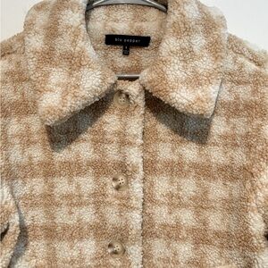 Blu Pepper Neutral Plaid Nubby Jacket